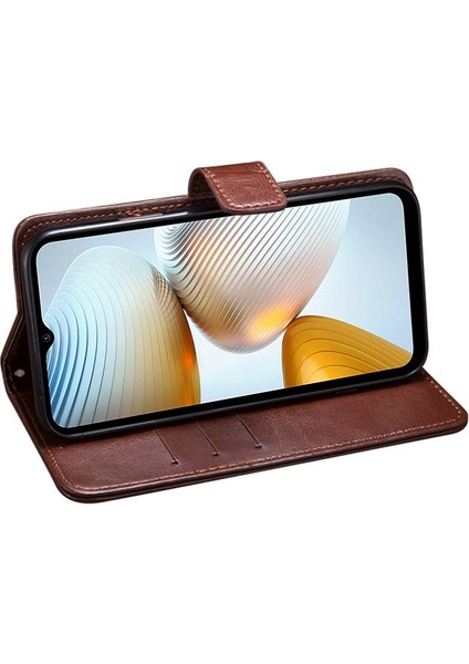Xiaomi Poco M4 5g Için Çılgın At Doku Cüzdan Kapağı, Pu Deri Stand Manyetik Toka Anti-Drop Telefon Vaka-Kahverengi (Yurt Dışından)