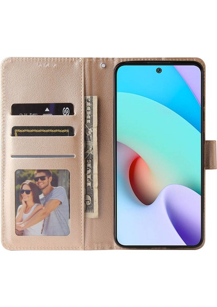 Xiaomi Için Stand Kapağı Redmi 10 5g/redmi 10 Prime+ 5g/redmi Not 11E 5g, Folio Flip Pu Deri Cüzdan Cep Telefon Kılıfı Kradard-Gold (Yurt Dışından)