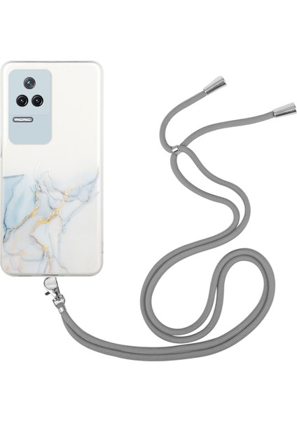 Xiaomi Redmi K50/K50 Pro Marble Desen Için Kabartmalı Şok Geçirmez Tpu Telefon Kapağı Ayarlanabilir Kirkar-Grey (Yurt Dışından)