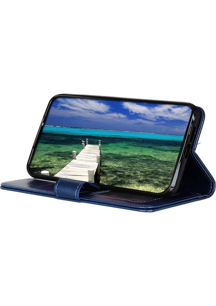 Xiaomi Için Poco M4 5g / Poco M5 4g / 5g Manyetik Pu Deri Deri Folio Kılıf Çılgın At Dokusu Tpu Şok Geçirmez Iç Kabuk Stand Stand Cüzdan Telefon Kapak Mavisi (Yurt Dışından)