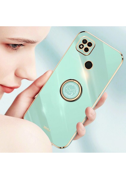 Xiaomi Redmi 10A Için Xinli Ring Tutucu Kickstand Telefon Kılıfı, Elektraplatma Altın Kenar Tpu Telefon Kapak Pembe (Yurt Dışından) modelleri
