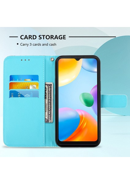 Xiaomi Için Redmi 10C 4g/redmi 10 (Hindistan) Çizgiye Dönüş Anti-Damla Damla Koruma 3D Desen Standı Pu Deri Kılıf Cüzdanlı Rüzgar Rüzgar Zil (Yurt Dışından)