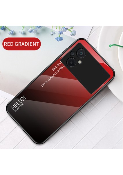 Xiaomi Poco M5 4g, Temperli Cam+Pc+Tpu Şık Gradyan Renkli Cep Telefonu Kapak Serası Kırmızı Siyah Için (Yurt Dışından) modelleri