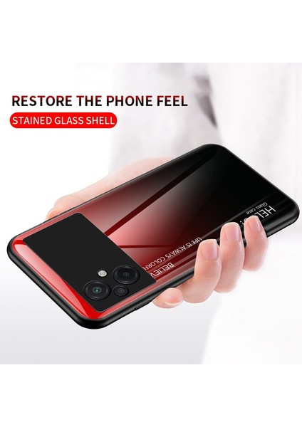 Xiaomi Poco M5 4g, Temperli Cam+Pc+Tpu Şık Gradyan Renkli Cep Telefonu Kapak Serası Kırmızı Siyah Için (Yurt Dışından) fırsatları