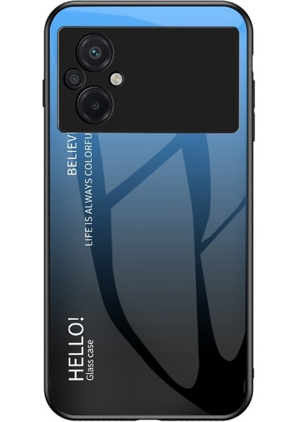 Xiaomi Poco M5 4g, Temperli Cam+Pc+Tpu Şık Gradyan Renkli Cep Telefonu Kapak Serası Mavi Siyah Için (Yurt Dışından)