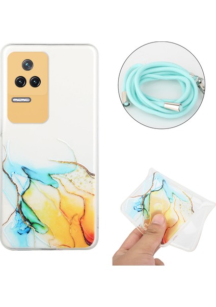 Xiaomi Redmi K50/K50 Pro Marble Desen Için Kabartmalı Şok Geçirmez Tpu Telefon Kapağı Ayarlanabilir Kirkar-Sarı (Yurt Dışından)