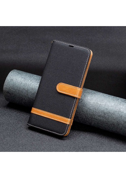 Xiaomi Için 12T 5g/redmi K50 Ultra 5G/12T Pro 5g Kot Boya Doku Pu Deri Deri Stand Cüzdan Kılıfı Renk Ekleme Manyetik Toka Telefon Kapağı Black (Yurt Dışından)
