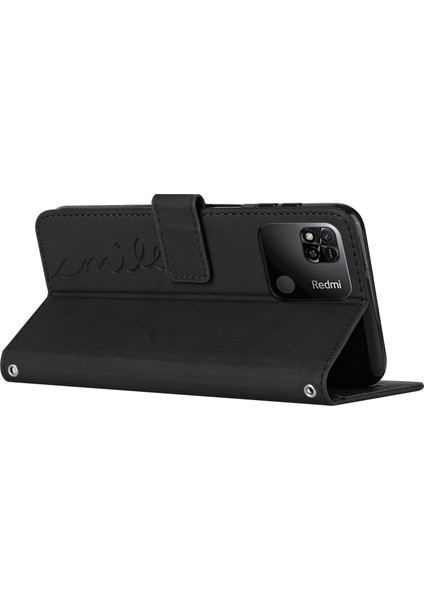 Xiaomi Için Redmi 10C/REDMI 10 (Hindistan) Kalp Şekli Baskılı Cüzdan Kılıf Deri Touch Hissed Pu Deri Bilek Kayışı Stand Flip Telefon Kapağı Black (Yurt Dışından) indirimleri