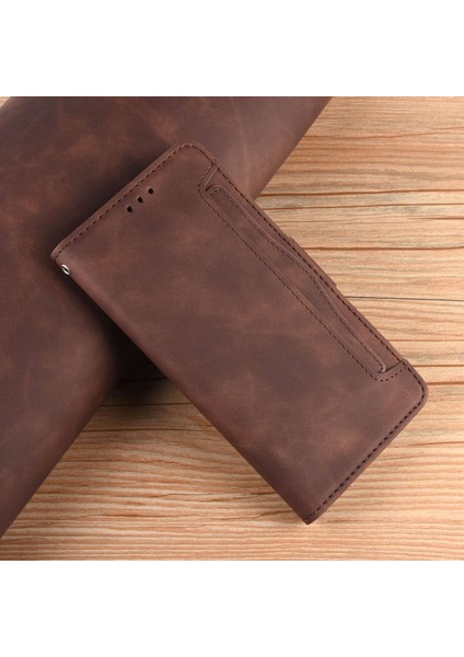Xiaomi Black Shark Için 5 Çoklu Kart Yuvası Telefon Kapağı Anti-Çizelge Pu Deri Cüzdan Standı Case-Brown (Yurt Dışından)