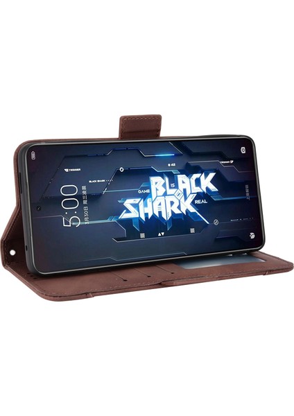 Xiaomi Black Shark Için 5 Çoklu Kart Yuvası Telefon Kapağı Anti-Çizelge Pu Deri Cüzdan Standı Case-Brown (Yurt Dışından)