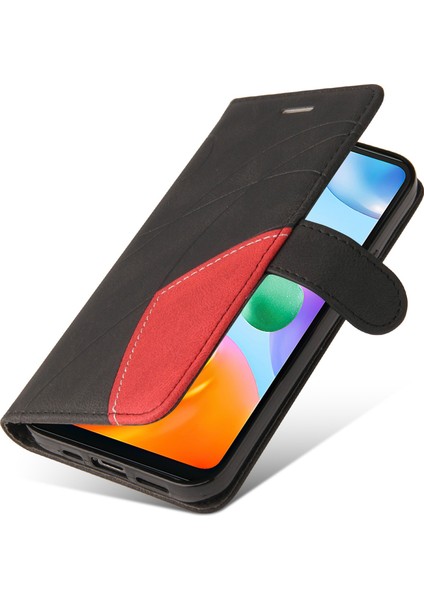 Xiaomi Redmi Için 10C Çift Renkli Ekleme Pu Deri Deri Cüzdan Telefon Kılıfı Stand Kabuğu Strap-Black (Yurt Dışından) indirimleri