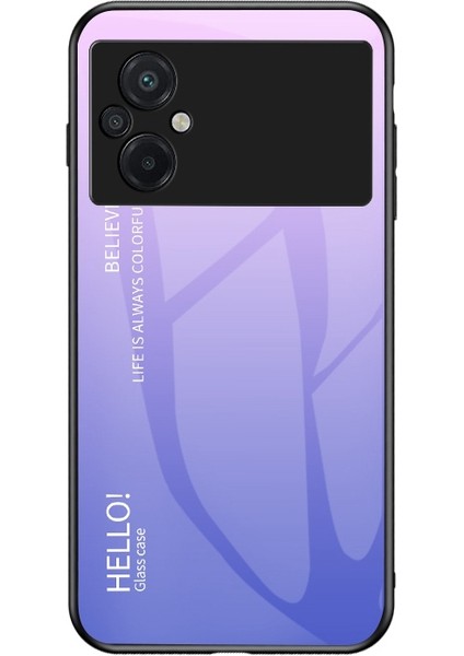 Xiaomi Poco M5 4g, Temperli Cam+Pc+Tpu Şık Gradyan Renkli Cep Telefonu Kapak Sınıflandırıcı Pembe Mor (Yurt Dışından)