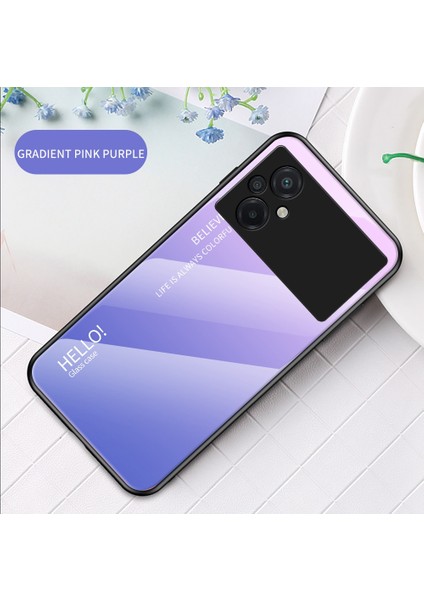 Xiaomi Poco M5 4g, Temperli Cam+Pc+Tpu Şık Gradyan Renkli Cep Telefonu Kapak Sınıflandırıcı Pembe Mor (Yurt Dışından) modelleri