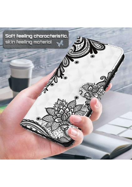 Xiaomi Için Redmi 10A Cüzdan Stand Telefon Kılıfı 3D Desen Baskı Pu Deri Deri Manyetik Flip Şok Geçirmez Kapak Strap-Ton Çiçek (Yurt Dışından)