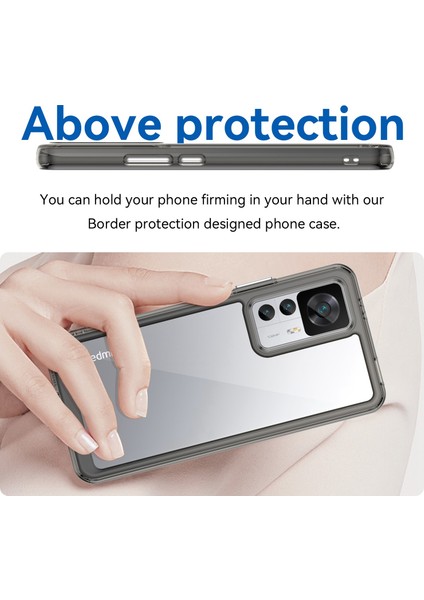 Xiaomi 12T 5g Telefon Kasası Için, Düşme Geçirmez Cep Telefonu Kabuğu Tpu Tampon+Akrilik Geri Koruyucu Kapak-Şeffaf Gri (Yurt Dışından) modelleri
