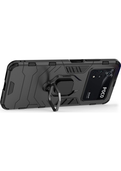 Xiaomi Poco M4 Pro 4g Ring Kickstand Koruyucu Kılıf Yumuşak Tpu+Sert Pc Anti-Drop Telefon Kapak Black Için Şok Geçirmez Telefon Kılıfı (Yurt Dışından) modelleri