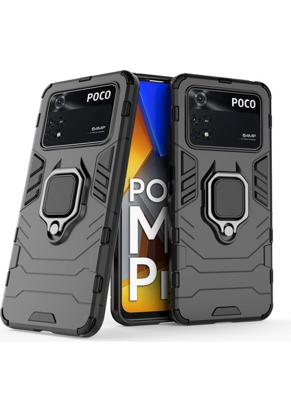 Xiaomi Poco M4 Pro 4g Ring Kickstand Koruyucu Kılıf Yumuşak Tpu+Sert Pc Anti-Drop Telefon Kapak Black Için Şok Geçirmez Telefon Kılıfı (Yurt Dışından) fırsatları
