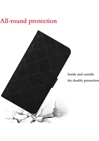 Xiaomi 12T 5G/12T Pro 5g/redmi K50 Ultra 5g Mıknatıs Toka Etnik Baskıda Baskı Cüzdan Eller Seçim Deri Kılıf Strap-Black (Yurt Dışından) indirimleri