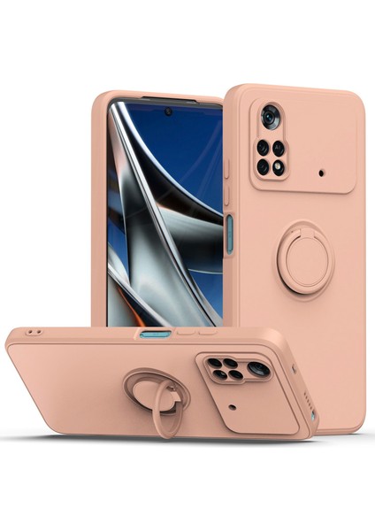 Xiaomi Poco M4 Pro 4g Ring Kickstand Tpu Kapağı Şok Geçirmez Kalu Telefon Kabuk-Pembe Için Koruyucu Kasa (Yurt Dışından)