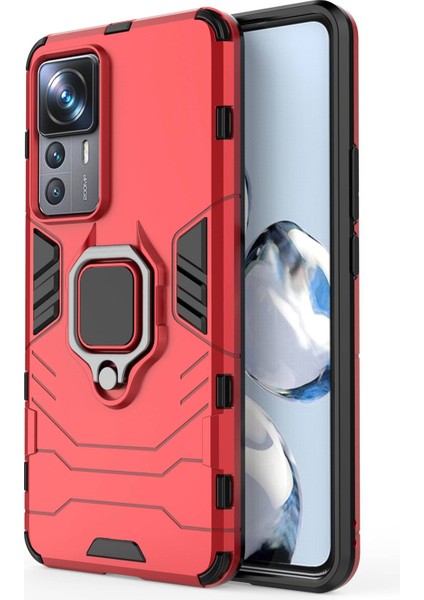 Xiaomi 12T Pro 5g Ring Tutucu Kickstand Koruyucu Telefon Kapağı Sabit Pc Yumuşak Tpu Damla Geçirmez Kasa Kırmızısı (Yurt Dışından)