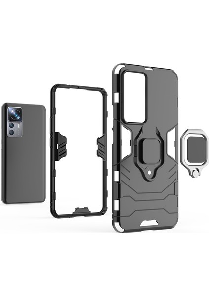 Xiaomi 12T Pro 5g Ring Tutucu Kickstand Koruyucu Telefon Kapağı Sabit Pc Yumuşak Tpu Damla Geçirmez Kasa Kırmızısı (Yurt Dışından)