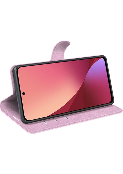 Xiaomi Için 12 Lite Litchi Doku Telefon Kılıfı Pu Deri+Tpu Ayarlanabilir Stand Cüzdan Koruyucu Telefon Kapak Pembe (Yurt Dışından) fırsatları