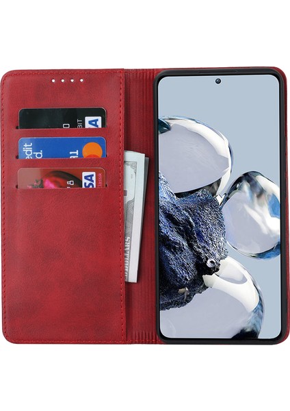 Xiaomi 12T 5G/12T Pro 5g/redmi K50 Ultra Pu Deri Telefon Kılıfı Stand Iki Renk Ekleme Cüzdan Kapak-Kırmızı+Siyah (Yurt Dışından) fiyatları