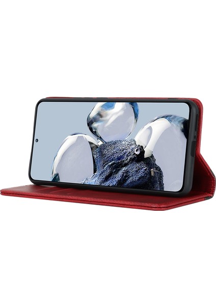Xiaomi 12T 5G/12T Pro 5g/redmi K50 Ultra Pu Deri Telefon Kılıfı Stand Iki Renk Ekleme Cüzdan Kapak-Kırmızı+Siyah (Yurt Dışından) fırsatları