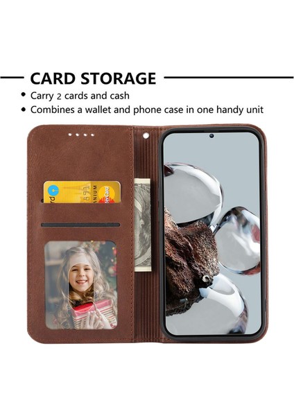 Xiaomi Için 12T 5g/redmi K50 Ultra 5g Rhombus Desen Baskılı Pu Deri Stand Buzağı Dokusu Şok Geçirmez Telefon Cüzdan Kapağı Strap-Brown (Yurt Dışından) modelleri