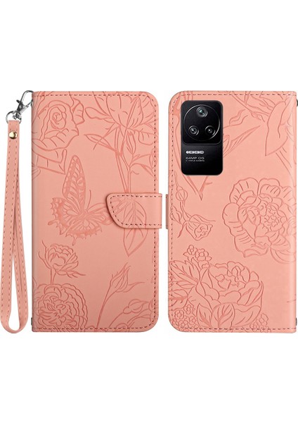 Xiaomi Için Poco F4 5g/redmi K40S 5g Kelebek Çiçekleri Baskılı Deri Kılıf Stand Cilt Touch Hissed Hissetme Anti-Çizgiye Duygu Kova (Yurt Dışından)