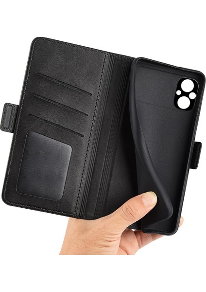 Xiaomi Için Poco M5 Için 4g Buzağı Dokulu Pu Deri Flip Stand Telefon Cüzdan Kılıfı Çift Manyetik Koşu Koruyucu Kabuk Black (Yurt Dışından) fiyatları