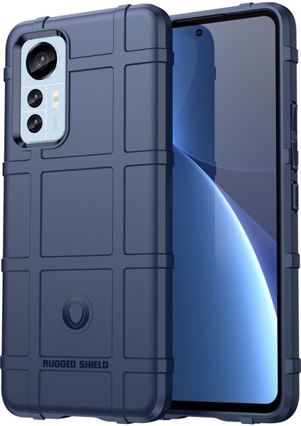 Xiaomi Için 12 Lite 5g Sağlam Kare Grid Slip Donan Dışı Telefon Kılıfı Kalınlaştırılmış Tpu Absorpsiyon Koruyucu Kapak Mavisi (Yurt Dışından)