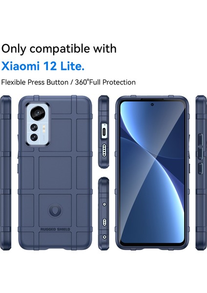 Xiaomi Için 12 Lite 5g Sağlam Kare Grid Slip Donan Dışı Telefon Kılıfı Kalınlaştırılmış Tpu Absorpsiyon Koruyucu Kapak Mavisi (Yurt Dışından) fiyatları