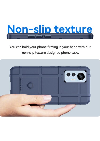 Xiaomi Için 12 Lite 5g Sağlam Kare Grid Slip Donan Dışı Telefon Kılıfı Kalınlaştırılmış Tpu Absorpsiyon Koruyucu Kapak Mavisi (Yurt Dışından) fırsatları