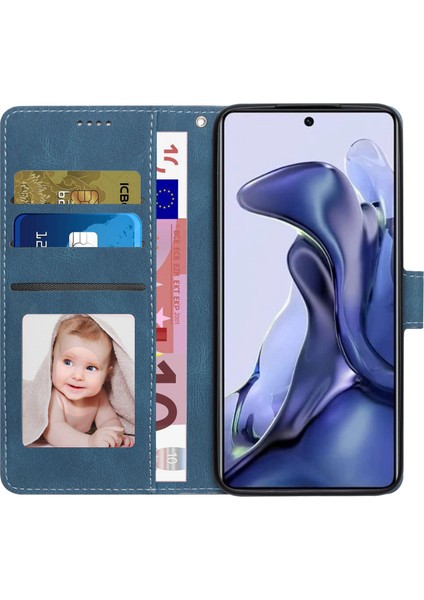 Xiaomi Poco X4 Pro 5g Pu Deri Manyetik Kapatma Çanak Çantası Stand Şok Geçirmez Folio Cüzdan Kapağı Kayış Mavisi ile (Yurt Dışından)