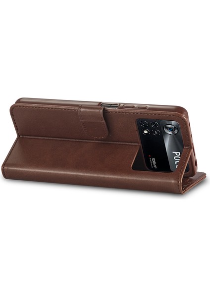 Xiaomi Için Poco X4 Pro 5g Dokulu Pu Deri Anti-Collion Flip Folio Stand Cüzdan Kılıf Kılıfı Telefon Kılıfı Kapak-Kahverengi (Yurt Dışından) modelleri