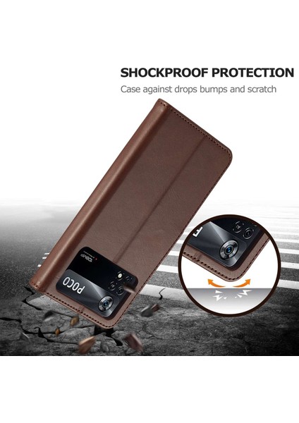 Xiaomi Için Poco X4 Pro 5g Dokulu Pu Deri Anti-Collion Flip Folio Stand Cüzdan Kılıf Kılıfı Telefon Kılıfı Kapak-Kahverengi (Yurt Dışından) indirimleri