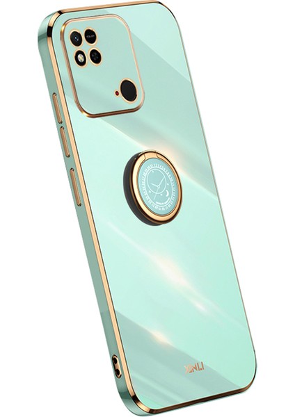 Xiaomi Redmi Için Xinli 10C 4g Telefon Kılıfı Elektrapan Altın Kenar Yüzük Tutucu Kickstand Tpu Telefon Kapak-Chyan (Yurt Dışından)