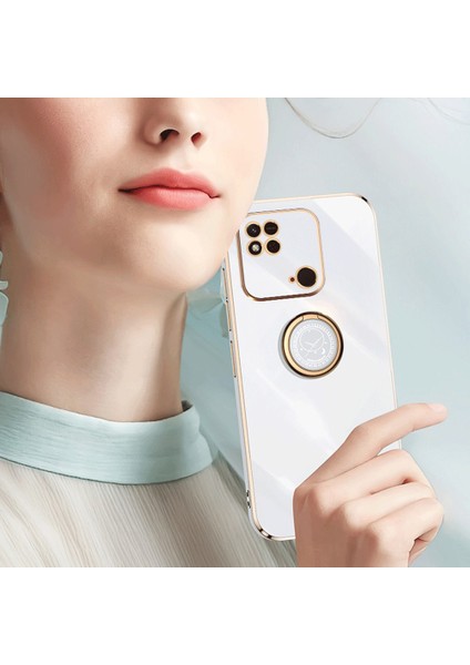 Xiaomi Redmi Için Xinli 10C 4g Telefon Kılıfı Elektrapan Altın Kenar Yüzük Tutucu Kickstand Tpu Telefon Kapak-Chyan (Yurt Dışından) indirimleri