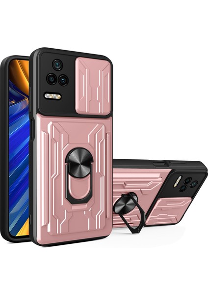 Xiaomi Redmi K40S Için 5g/poco F4 5g Kart Tutucu Yüzük Kickstand Telefon Kasa Kılıfı Kapağı Pc+Tpu Hibrid Kabuk Golü Altın (Yurt Dışından)