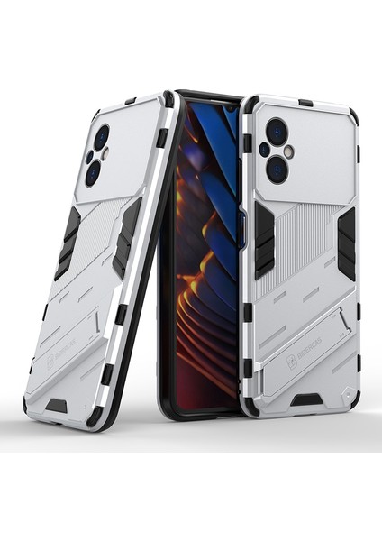 Xiaomi Poco M4 Için 5g Şok Geçirmez Kickstand Case Hibrid Hard Pc Yumuşak Tpu Koruyucu Telefon Kapak-Beyaz (Yurt Dışından)