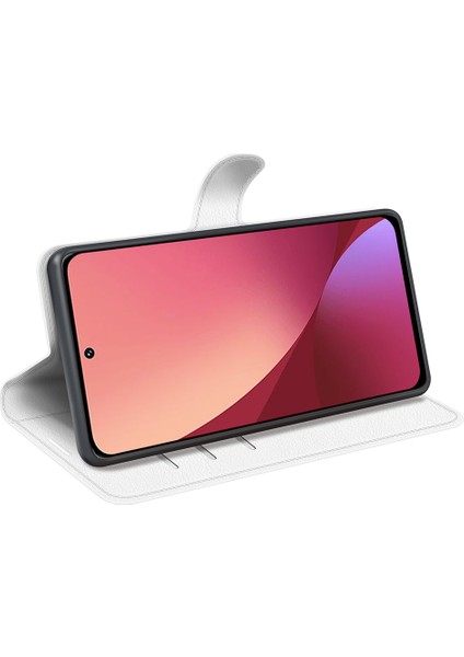 Xiaomi Için 12 Lite Litchi Doku Telefon Kılıfı Pu Deri+Tpu Ayarlanabilir Stand Cüzdan Koruyucu Telefon Kapak-Beyaz (Yurt Dışından) fırsatları