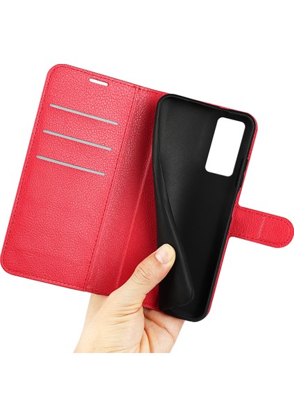 Xiaomi Için 12 Lite Litchi Doku Telefon Kılıfı Pu Deri+Tpu Ayarlanabilir Stand Cüzdan Koruyucu Telefon Kapak-Kırmızı (Yurt Dışından) fiyatları