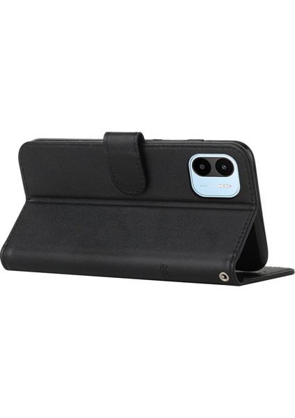 Xiaomi Için Redmi A1 4g/a2 4g Basit Stil Telefon Kapağı Dikiş Tasarım Cüzdan Anti-Çizelge Pu Deri Stand Kılıfı Strap-Black (Yurt Dışından) indirimleri