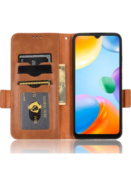 Xiaomi Redmi 10C 4g Için Telefon Kasası, Cüzdan Standı Pu Deri Kapak Üçgen Deseni, Kayış Kahverengi ile Basılmış Flip Kabuk (Yurt Dışından) fırsatları