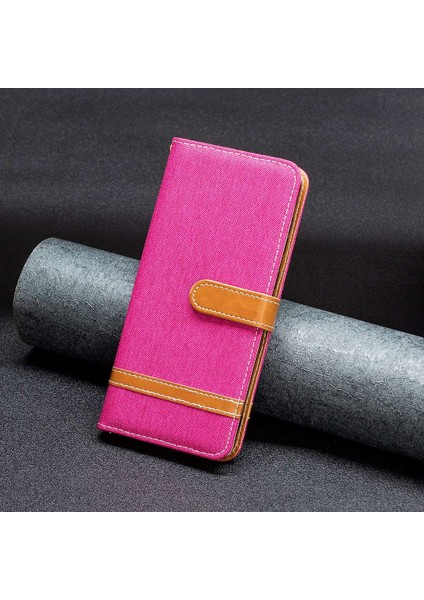Xiaomi Redmi Için 10C Manyetik Kot Pantolon Doku Folio Folio Flip Standı Renk Ekleme Pu Deri Cüzdan Çok Yönlü Koruma Telefon Kapak-Rose (Yurt Dışından) fırsatları