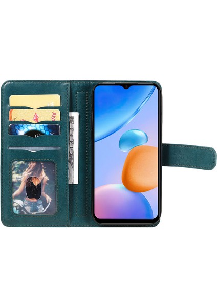 Xiaomi Için Redmi 10 Prime+ 5g/redmi 10 5g/redmi Not 11E 5g Absorpsiyon Pu Deri Deri Cüzdan 10 Kart Yuvası ve Stand-Blackish Green ile (Yurt Dışından)