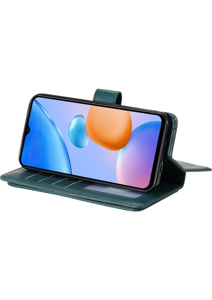 Xiaomi Için Redmi 10 Prime+ 5g/redmi 10 5g/redmi Not 11E 5g Absorpsiyon Pu Deri Deri Cüzdan 10 Kart Yuvası ve Stand-Blackish Green ile (Yurt Dışından)