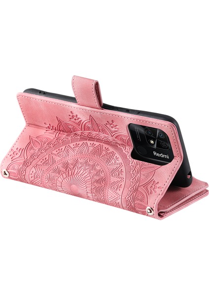 Xiaomi Için Redmi 10C 4g Mandala Çiçek Baskılı Fermuar Cüzdan Telefon Kılıfı Pu Deri Stand Çok Kart Yuvası Şok Geçirmez Flip Kapak Kayış-Rose Altın (Yurt Dışından) indirimleri