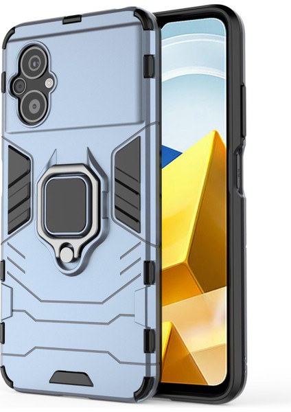 Xiaomi Poco M5 Için 4g Anti-Drop Anti-Drop Telefon Kılıf Halka Tutucu Kickstand Sabit Pc Yumuşak Tpu Akıllı Telefon Kapak-Blue (Yurt Dışından)